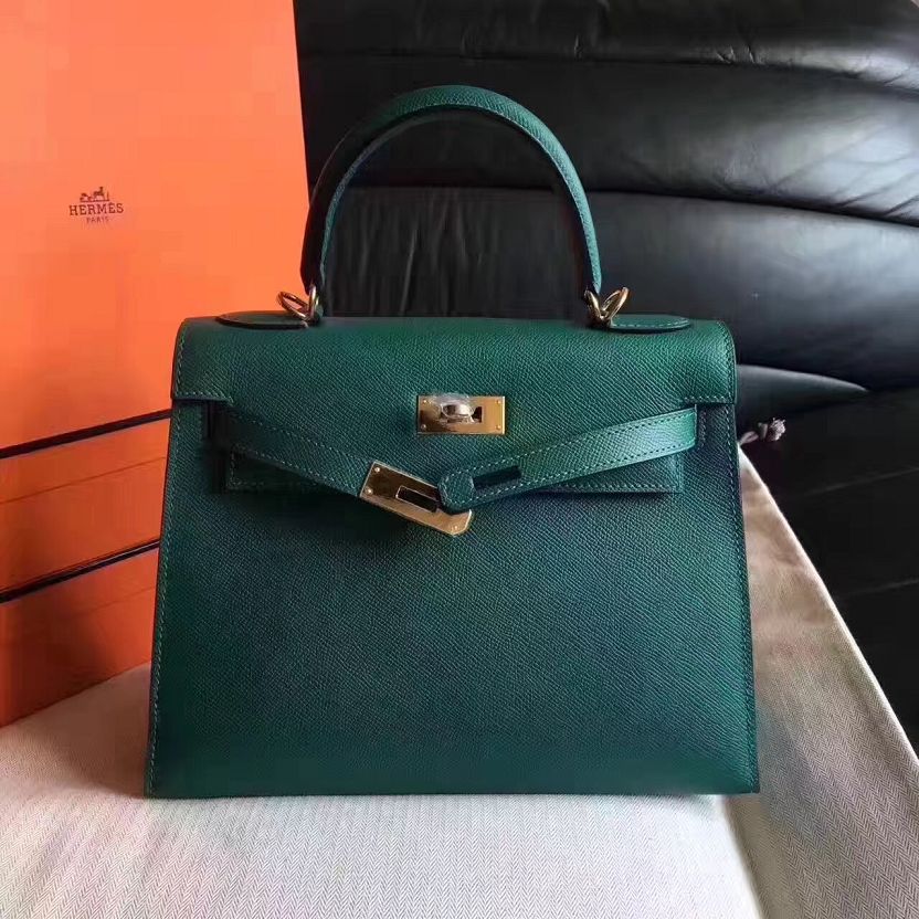 Hermes original epsom leather kelly 28 bag K28-1 olive