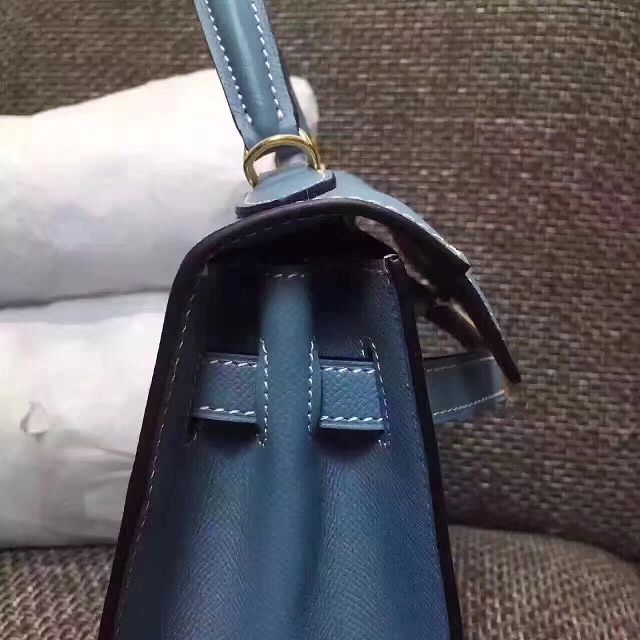 Hermes original epsom leather kelly 25 bag K25-1 blue