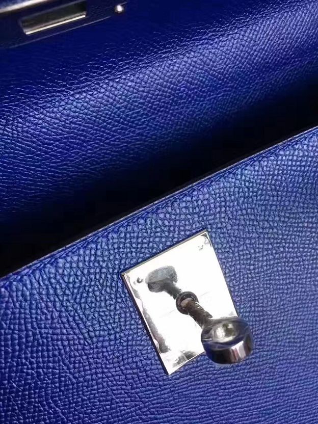 Hermes original epsom leather kelly 32 bag K32-1 electric blue