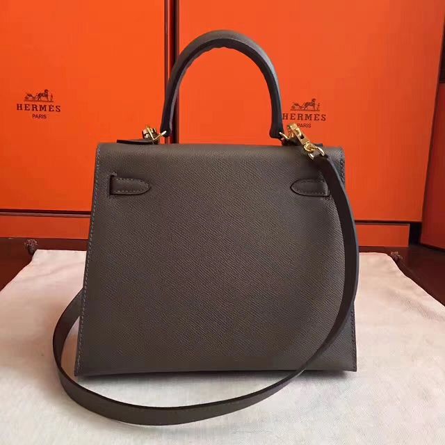 Hermes original epsom leather kelly 32 bag K32-1 gray