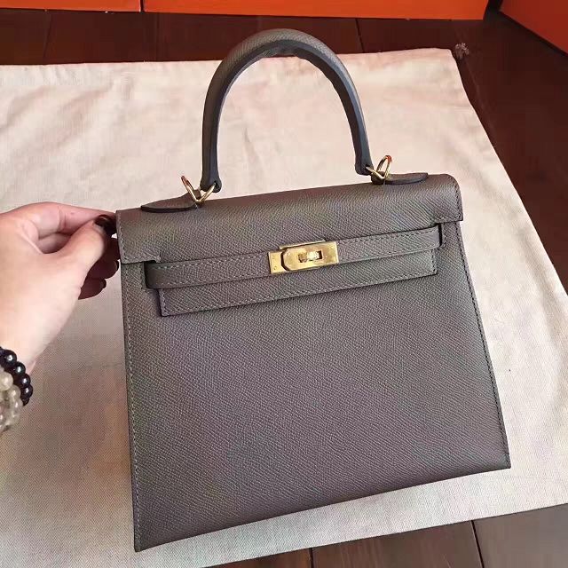 Hermes original epsom leather kelly 32 bag K32-1 gray