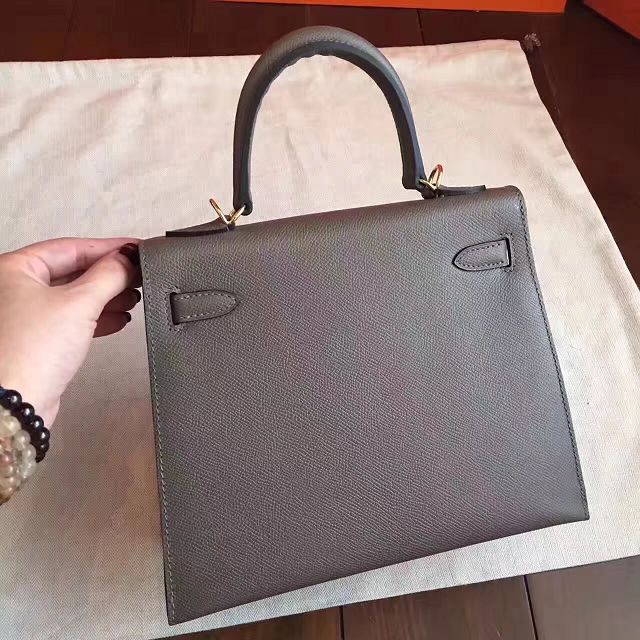 Hermes original epsom leather kelly 25 bag K25-1 gray