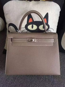 Hermes original epsom leather kelly 32 bag K32-1 gray