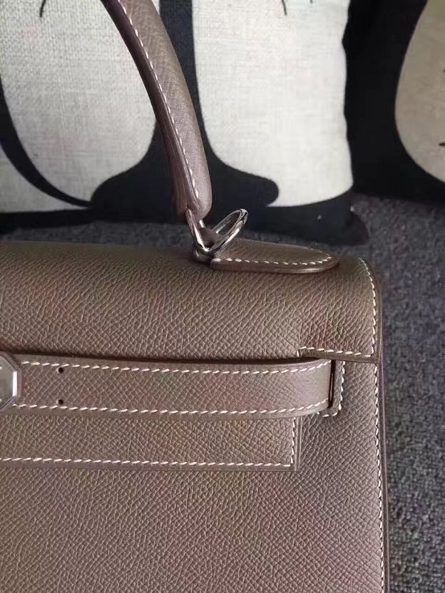 Hermes original epsom leather kelly 32 bag K32-1 gray