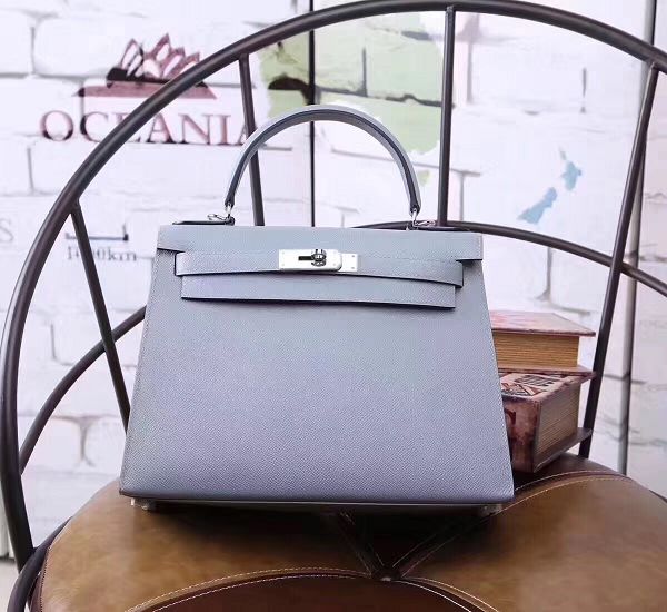 Hermes original epsom leather kelly 25 bag K25-1 light blue