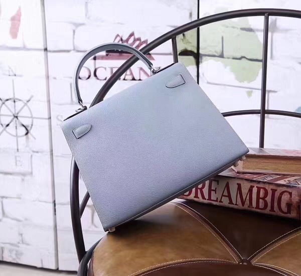 Hermes original epsom leather kelly 32 bag K32-1 light blue