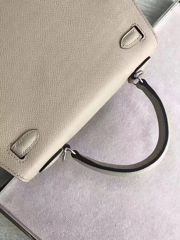 Hermes original epsom leather kelly 25 bag K25-1 light grey