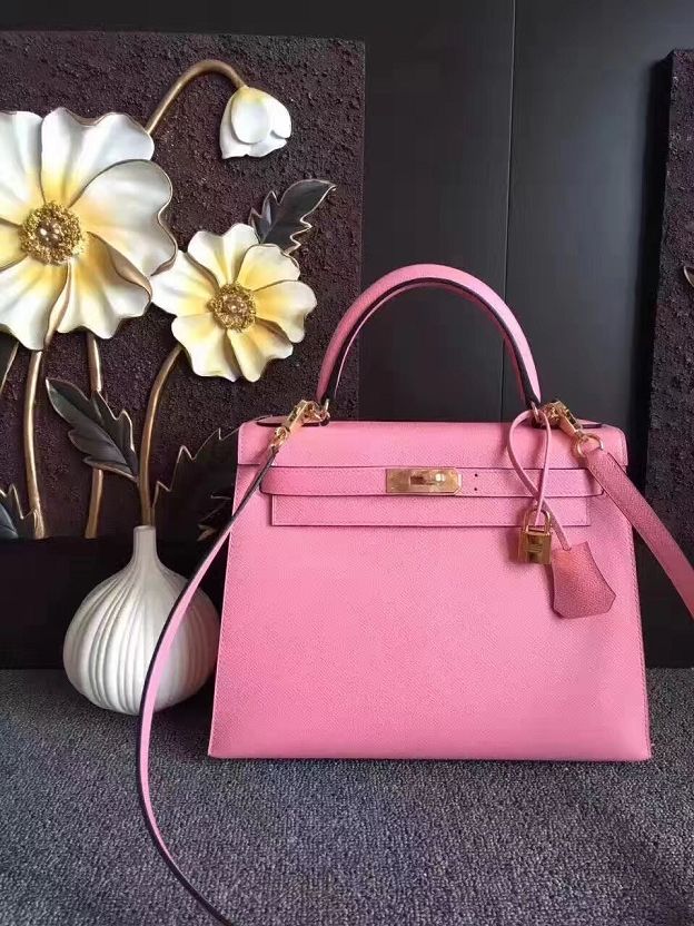 Hermes original epsom leather kelly 32 bag K32-1 pink