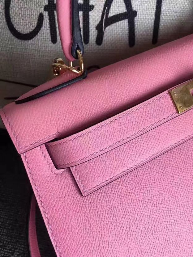 Hermes original epsom leather kelly 25 bag K25-1 pink