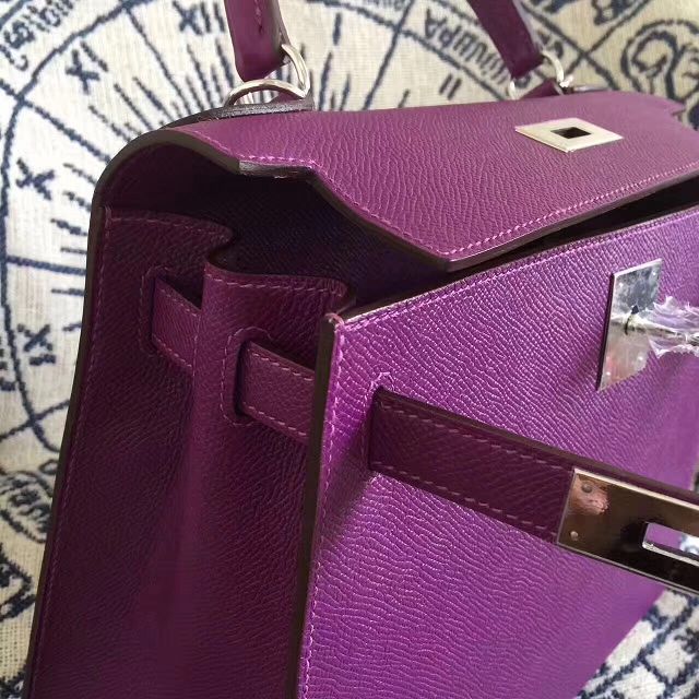 Hermes original epsom leather kelly 32 bag K32-1 purple