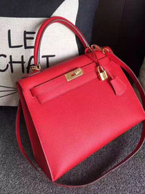 Hermes original epsom leather kelly 25 bag K25-1 red