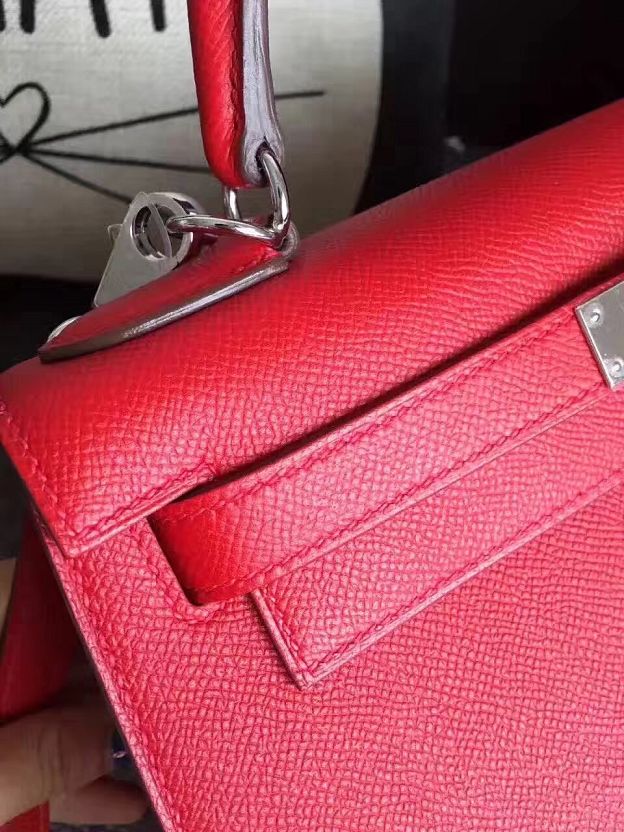 Hermes original epsom leather kelly 25 bag K25-1 red