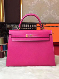 Hermes original epsom leather kelly 25 bag K25-1 rose red