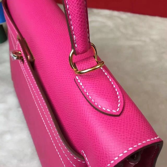 Hermes original epsom leather kelly 25 bag K25-1 rose red