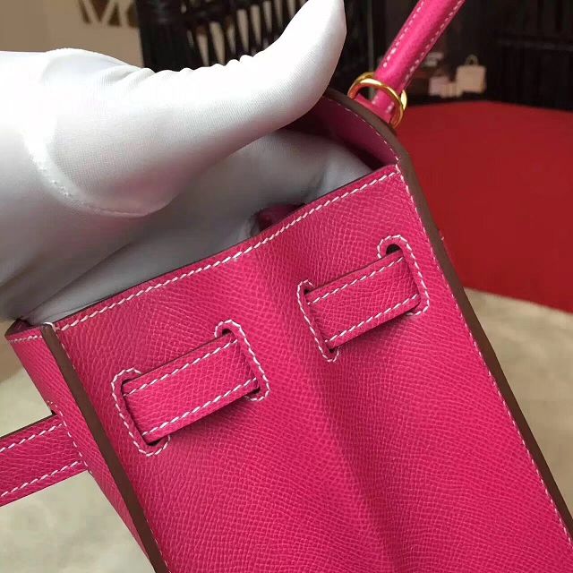 Hermes original epsom leather kelly 32 bag K32-1 rose red