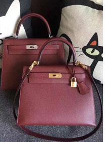 Hermes original epsom leather kelly 25 bag K25-1 wine