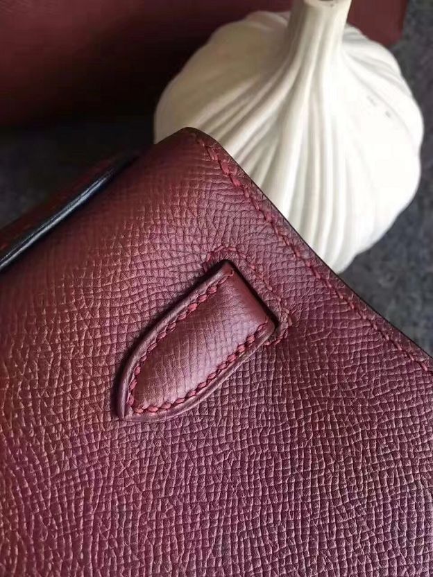 Hermes original epsom leather kelly 25 bag K25-1 wine