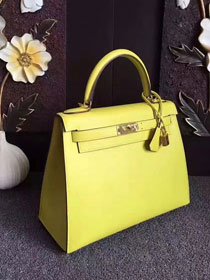 Hermes original epsom leather kelly 25 bag K25-1 yellow