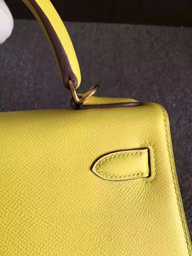 Hermes original epsom leather kelly 25 bag K25-1 yellow