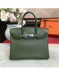 Hermes original togo leather birkin 25 bag H25-1 blackish green