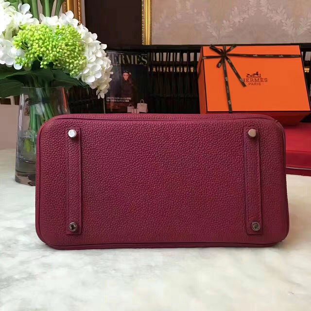 Hermes original togo leather birkin 25 bag H25-1 burgundy