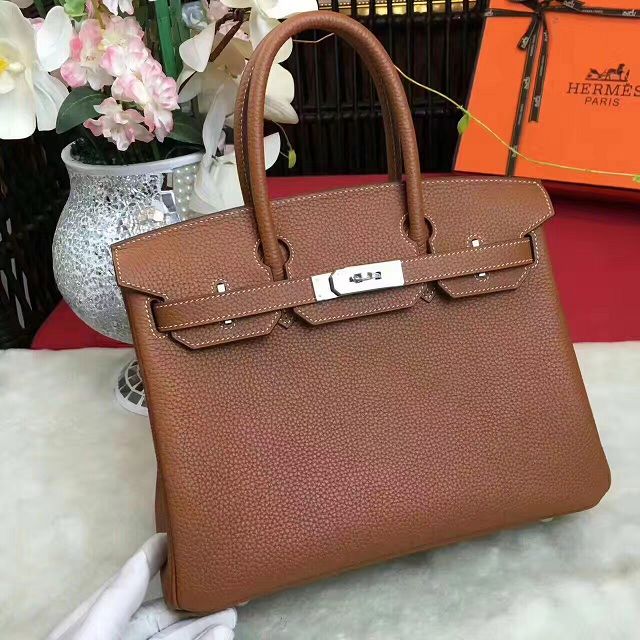 Hermes original togo leather birkin 25 bag H25-1 coffee