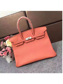 Hermes original togo leather birkin 25 bag H25-1 coral