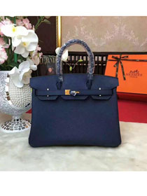 Hermes original togo leather birkin 25 bag H25-1 dark blue