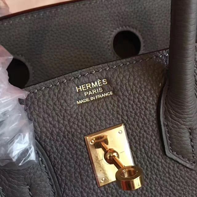 Hermes original togo leather birkin 25 bag H25-1 dark gray