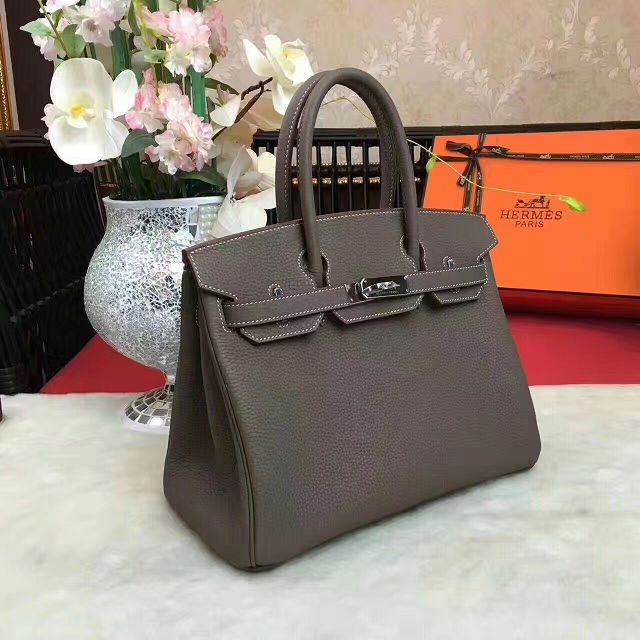 Hermes original togo leather birkin 25 bag H25-1 gray