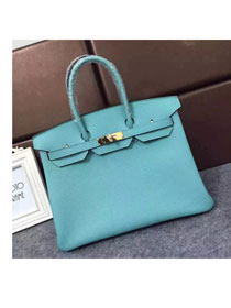 Hermes original togo leather birkin 25 bag H25-1 lake blue