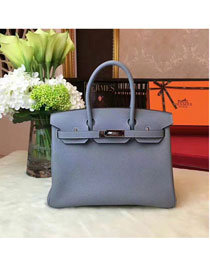 Hermes original togo leather birkin 25 bag H25-1 light blue