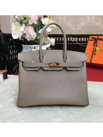 Hermes original togo leather birkin 25 bag H25-1 light gray