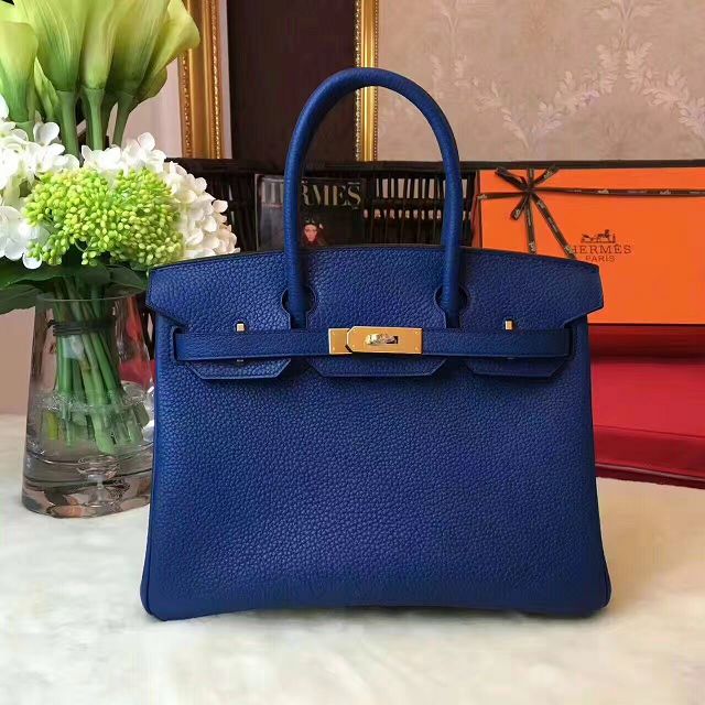 Hermes original togo leather birkin 25 bag H25-1 navy blue