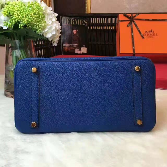 Hermes original togo leather birkin 25 bag H25-1 navy blue