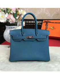 Hermes original togo leather birkin 25 bag H25-1 ocean blue