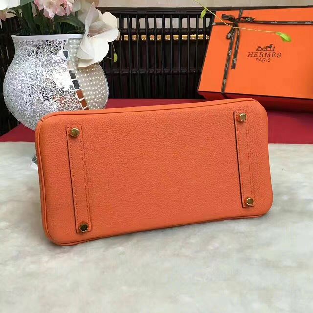 Hermes original togo leather birkin 25 bag H25-1 orange