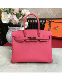 Hermes original togo leather birkin 25 bag H25-1 rose red