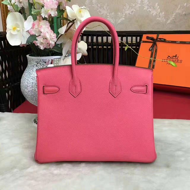 Hermes original togo leather birkin 25 bag H25-1 rose red