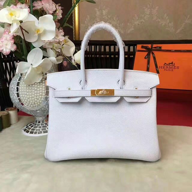 Hermes original togo leather birkin 25 bag H25-1 white