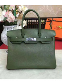 Hermes original togo leather birkin 30 bag H30-1 blackish green