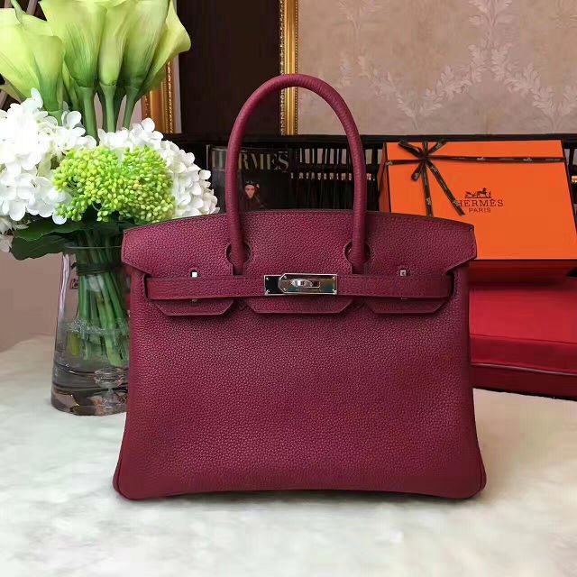 Hermes original togo leather birkin 30 bag H30-1 burgundy