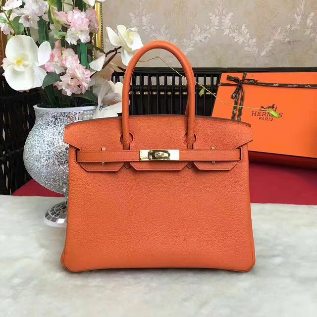 Hermes original togo leather birkin 30 bag H30-1 orange