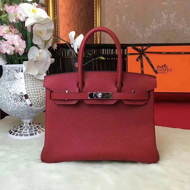 Hermes original togo leather birkin 30 bag H30-1 wine