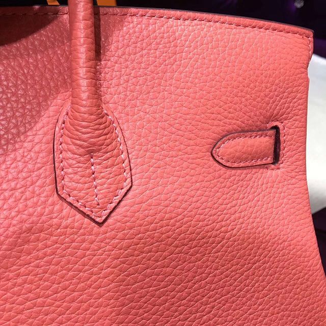 Hermes top togo leather birkin 25 bag H25-2 coral