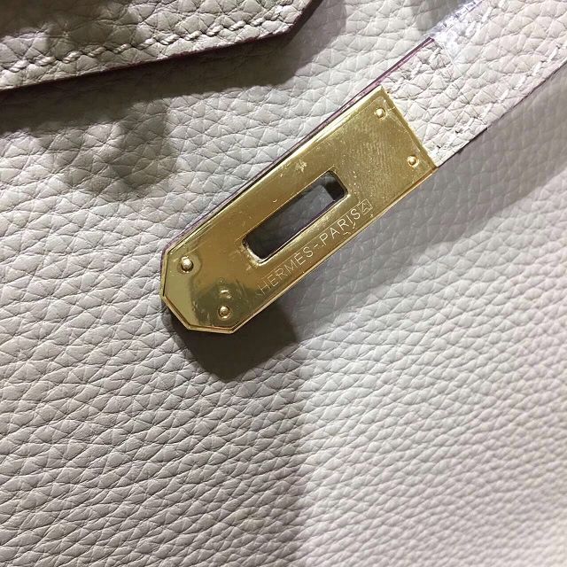 Hermes top togo leather birkin 25 bag H25-2 light gray