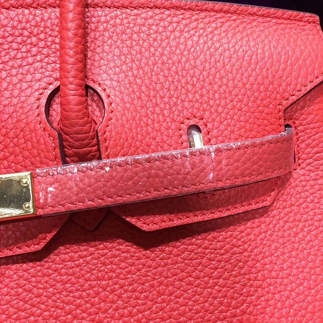 Hermes top togo leather birkin 25 bag H25-2 red