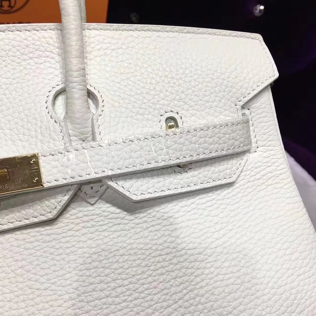 Hermes top togo leather birkin 25 bag H25-2 white