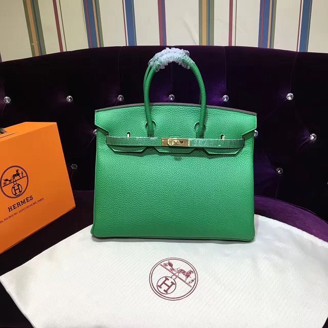 Hermes top togo leather birkin 30 bag H30-2 green