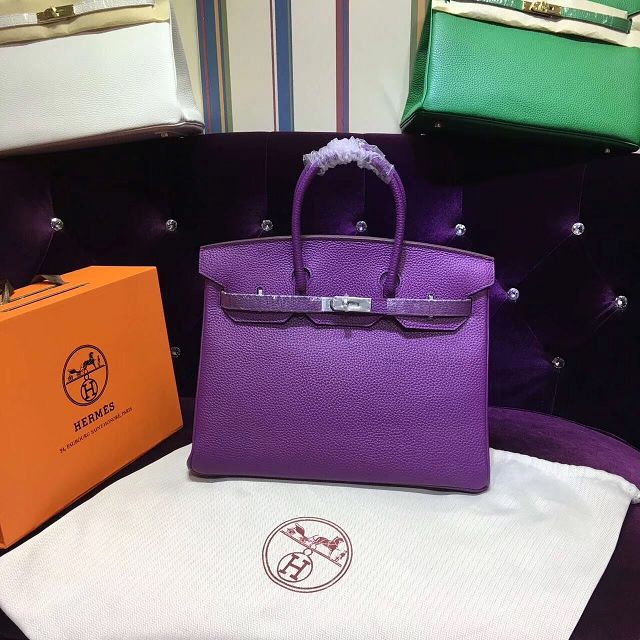 Hermes top togo leather birkin 30 bag H30-2 purple